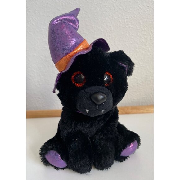 Poopchis Friends Trixee Halloween Black Cat Witch Hat Purple 7" Plush Stuffed An - Picture 1 of 9